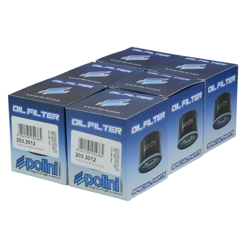 POLINI Oil Filter Primavera, Sprint, GT, GTV, GTS, MP3, X8, X9, X10, Beverly 250/300, Runner 125, Liberty 125/150, LX etc  - 6 PCS
